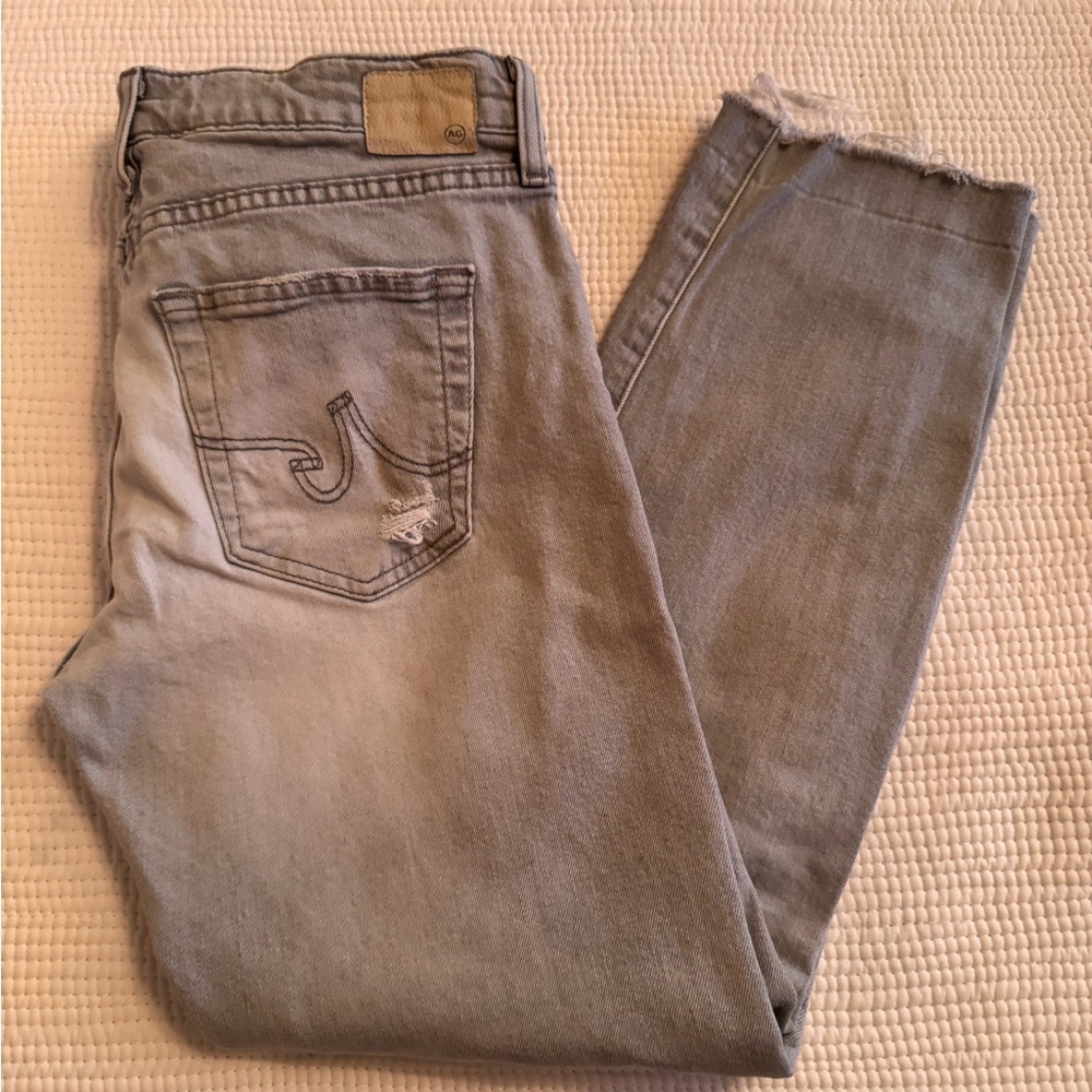 AG Adriano Goldschmied Light Gray Exboyfriend Slim-Slouchy Slim